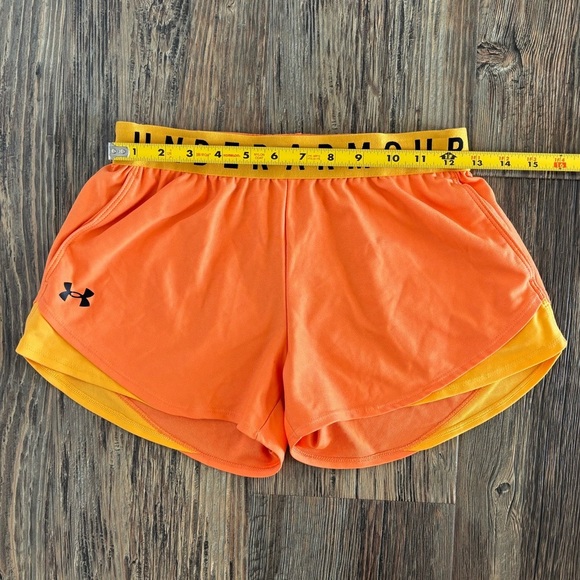 Under Armour Play Up 3.0 Shorts Womens XS Sunset Boulevard Orange Loose Pockets - Picture 7 of 8